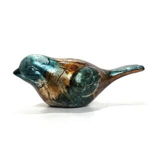 Ceramic Bird Figurine Glazed Fat Chubby 9 In Long x 3.5 In Tall